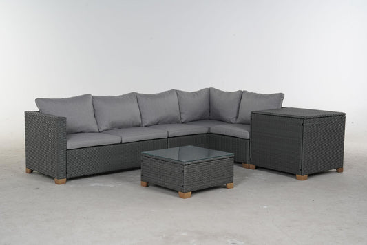 5 Piece Outdoor Rattan Sectional Sets, 5 Seats with Cushion