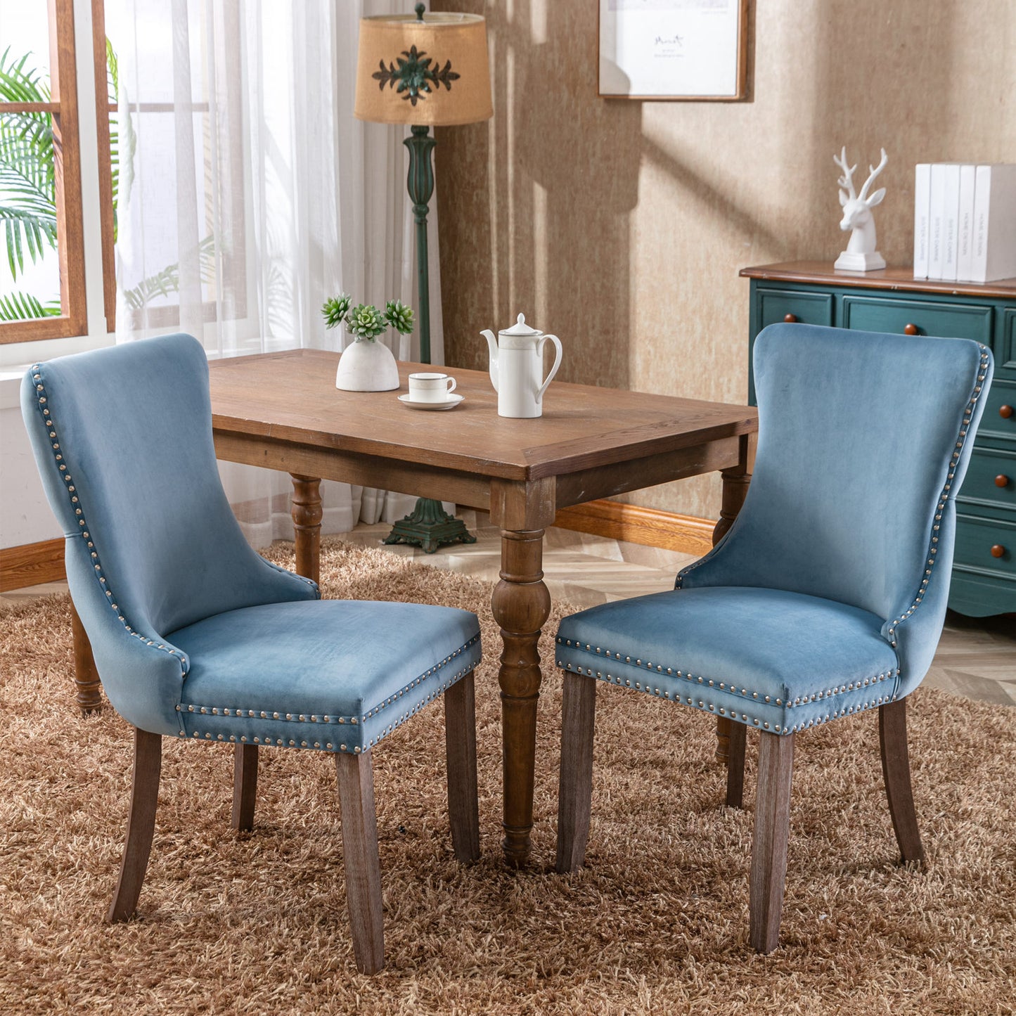 Upholstered Wing-Back Dining Chair, Set of 2
