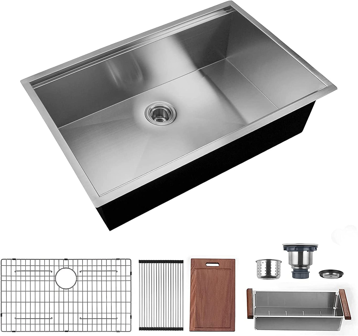 32 x 18 inch Undermount Workstation Sink, Stainless Steel Single Bowl  Sink 18 Gauge