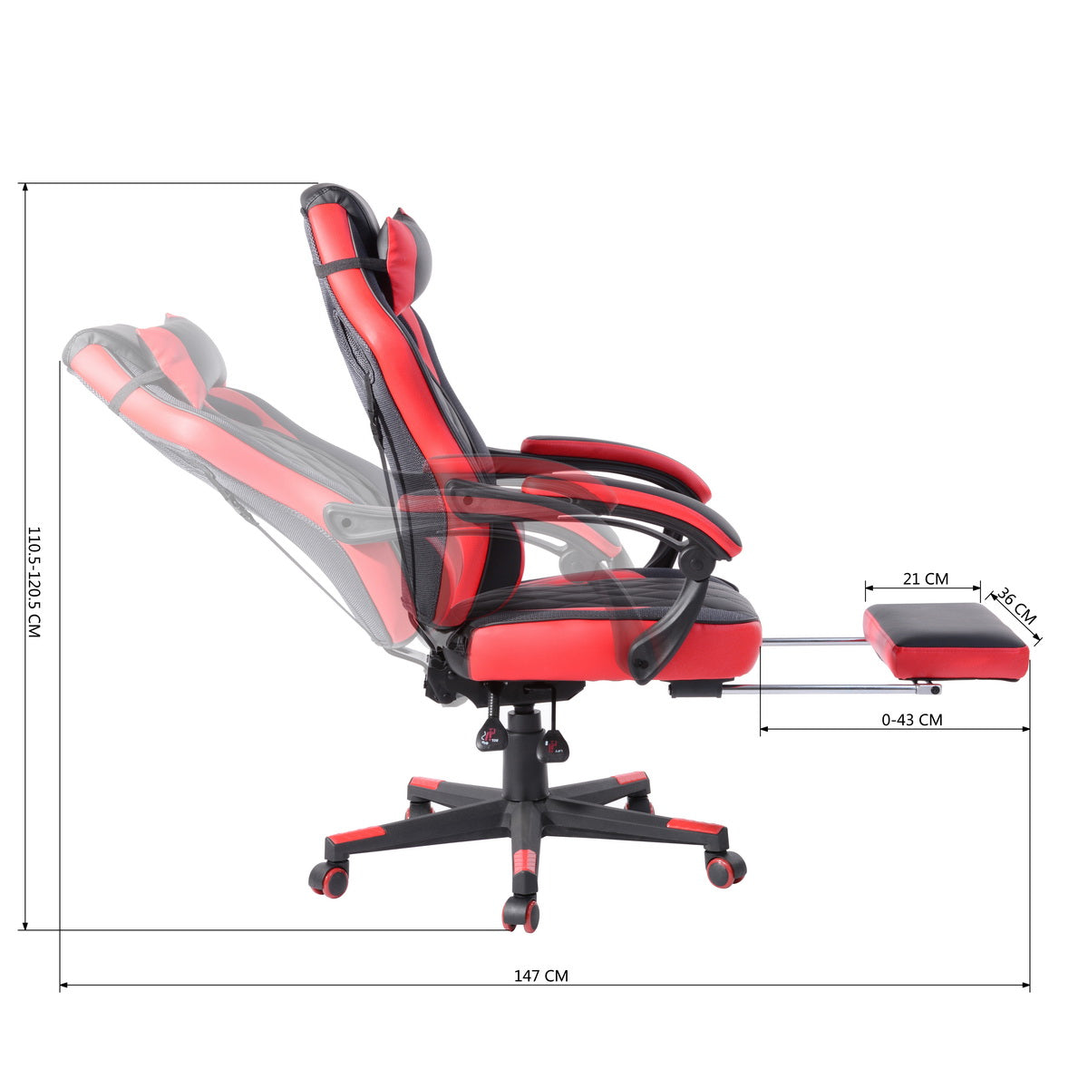 Upholstery PU Foldable Armrest Gaming Chair With Padded Handles with Butterfly Seat, Burgendy Red