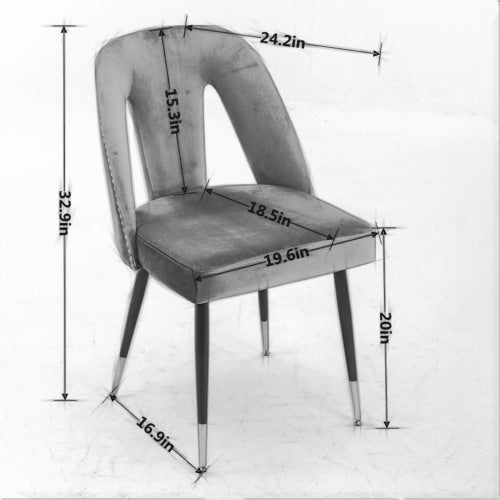 Contemporary Velvet Upholstered Dining Chair Set of 2