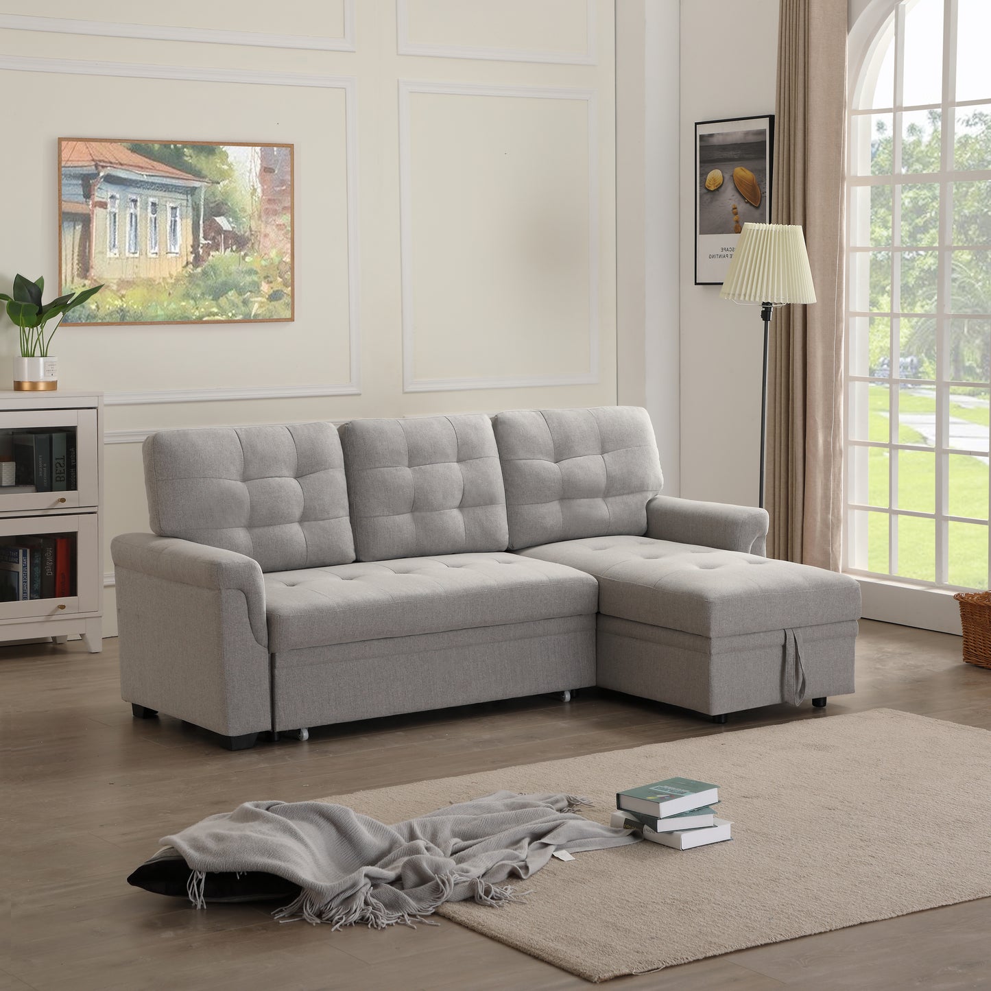 Multifunctional L-Shape Sofa Bed with Chaise