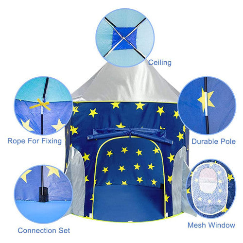 Pop Up Kids Tent - Spaceship Rocket Indoor Playhouse Tent  Boys and Girls