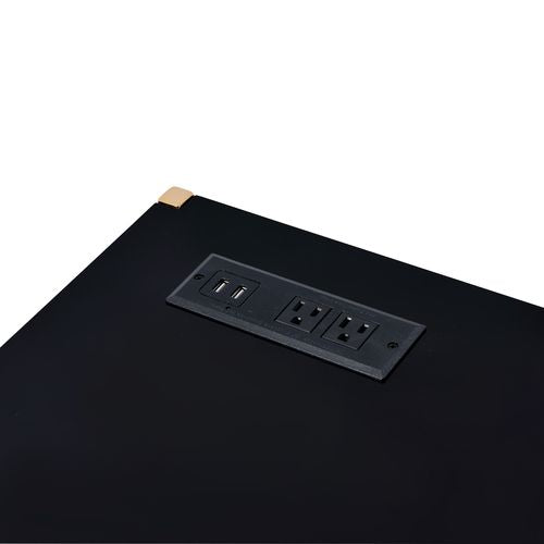 Writing Desk w/USB Port in Black & Gold Finish