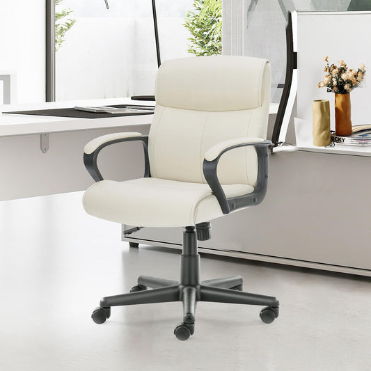 Executive Swivel Task Chair for Home and Office Adjustable Height Modern PU Leather