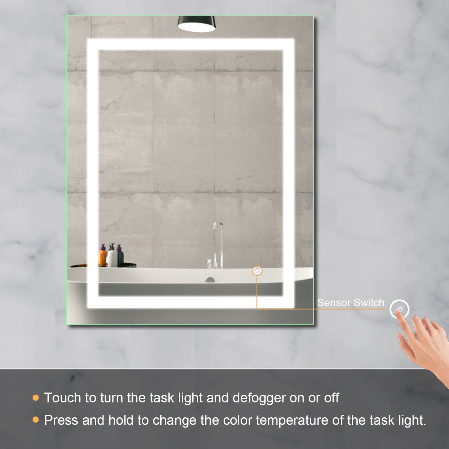 Beveled Frameless Lighted Bathroom Mirror