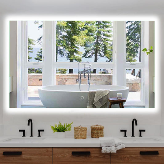 Beveled Frameless Lighted Bathroom, Vanity Mirror / Size: 36" x 60"