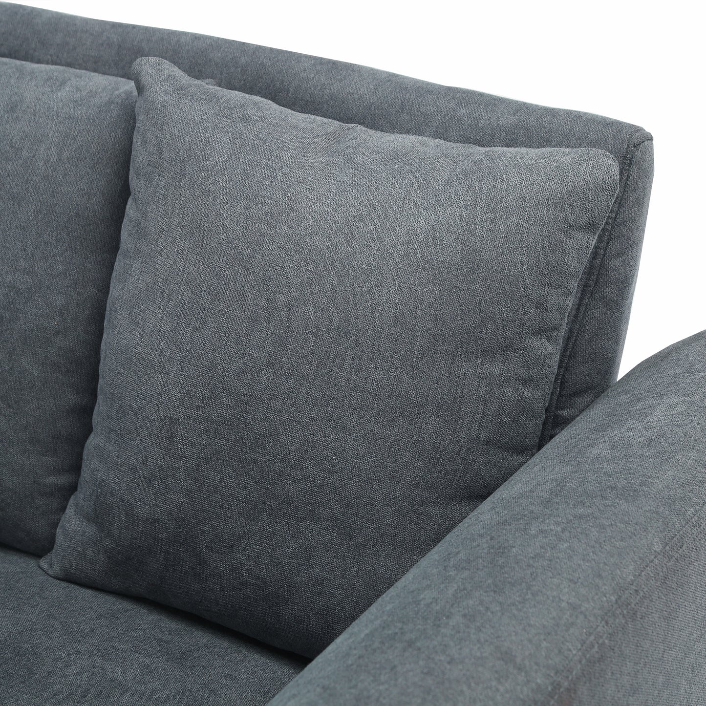 2pcs  set black/grey fabric (3-seater sofa and ottoman)