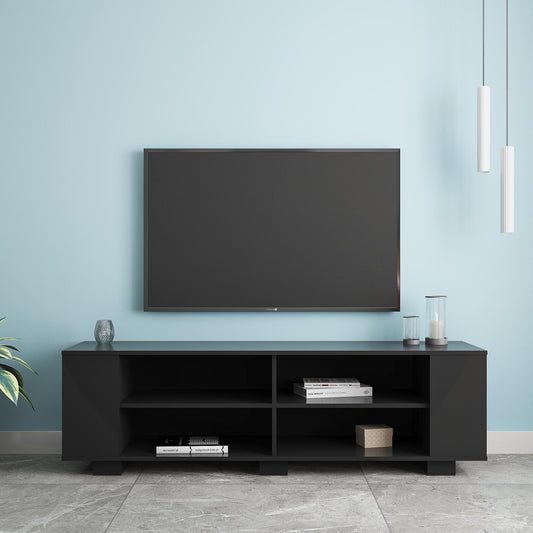 Mid-Century Modern Entertainment Center TV Stand for TVs up to 65-Inch Flat Screen, with 8 Open Shelves