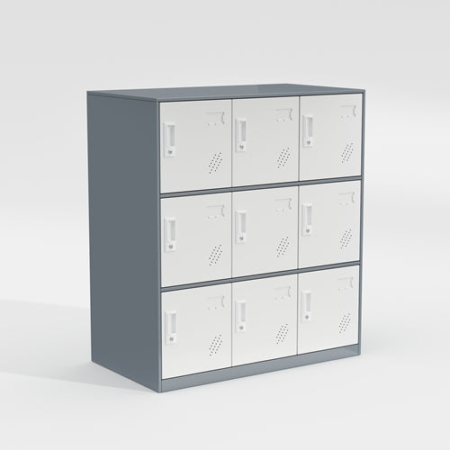 9 Doors Metal Storage Cabinet with Card Slot, Organizer,Shoes and Bags Steel Locker  Office,